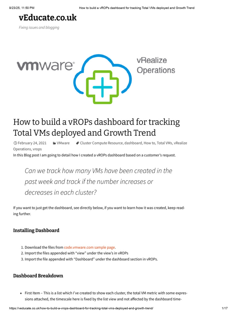 How to Build a VROPs Dashboard for Tracking Total VMs Deployed and ...