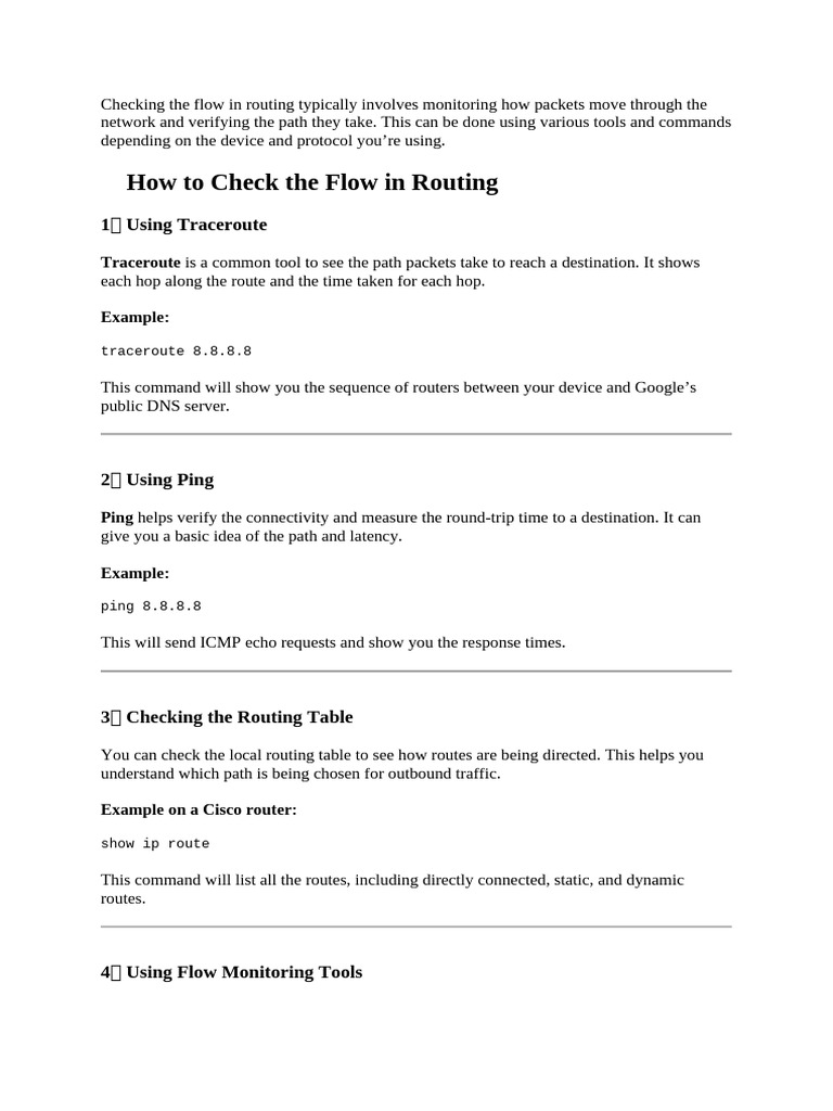 Checking the Flow in Routing | PDF