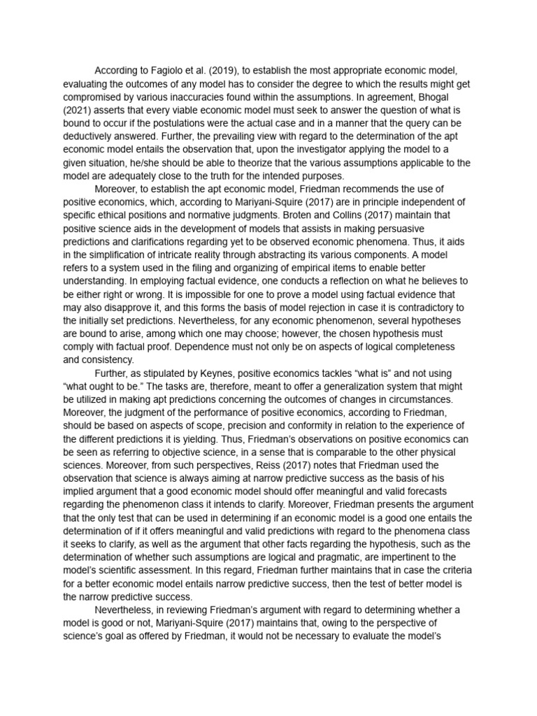 Writing Sample on Economic Models | PDF | Hypothesis | Evidence