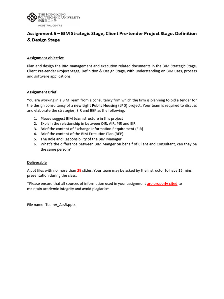 A5 BIM Strategic Stage, Client Pre-tender Project Stage, Definition ...
