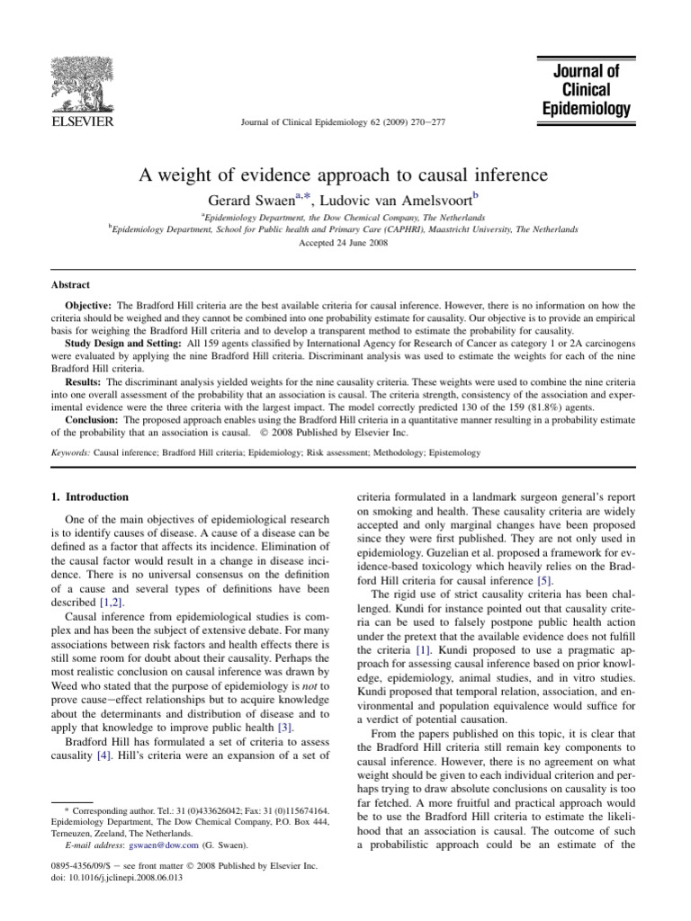 A Weight of Evidence Approach To Causal Inference | PDF | Epidemiology ...