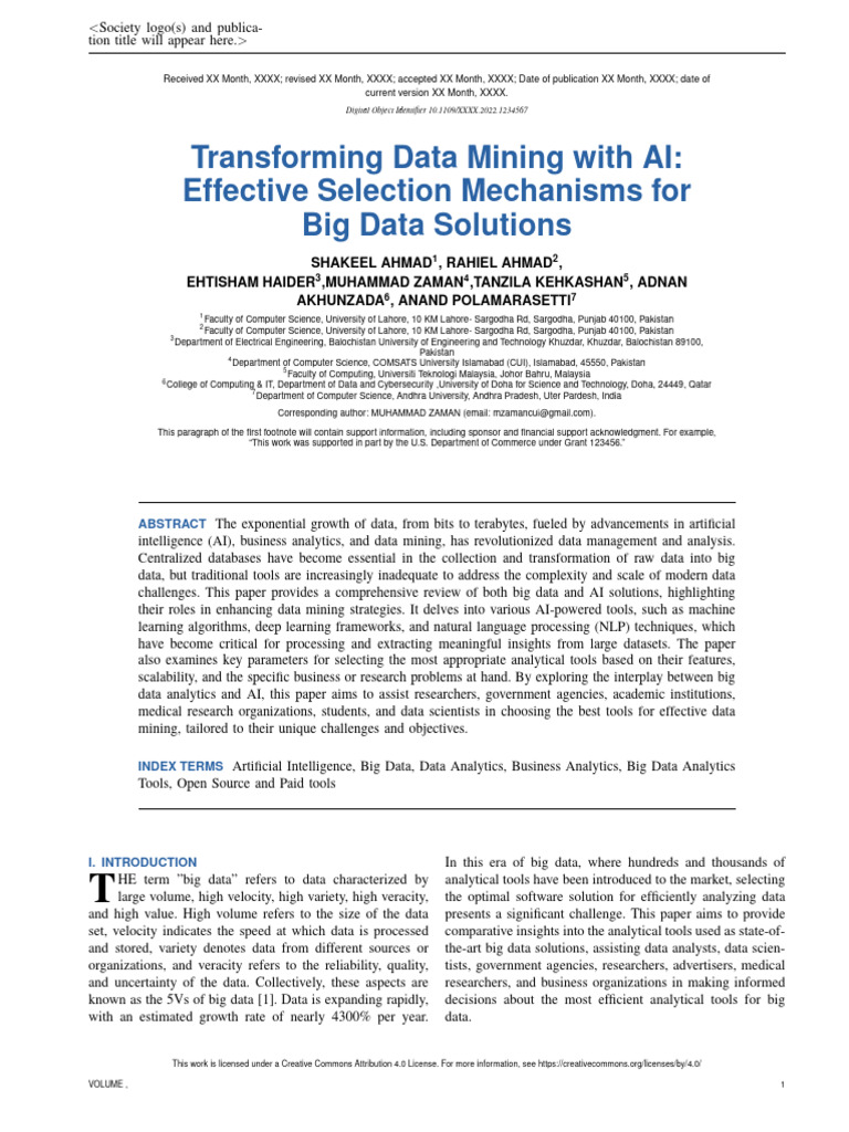 Transforming Data Mining With AI Effective Selection Mechanisms For Big ...