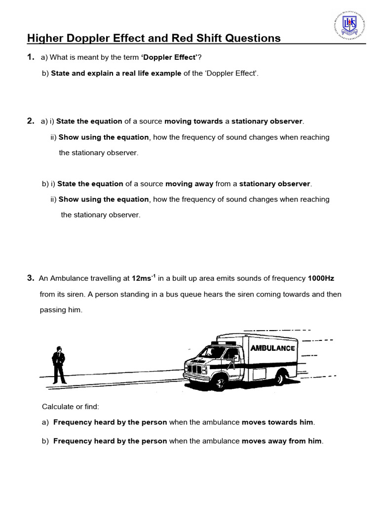 [25388]23. H Doppler Effect and Red Shift Questions | PDF