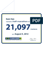 Concept2 2012 August 05 Half Marathon Certificate