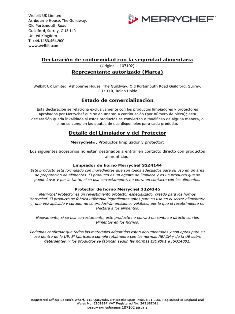 624315 - Food Safety Declaration ESP | PDF