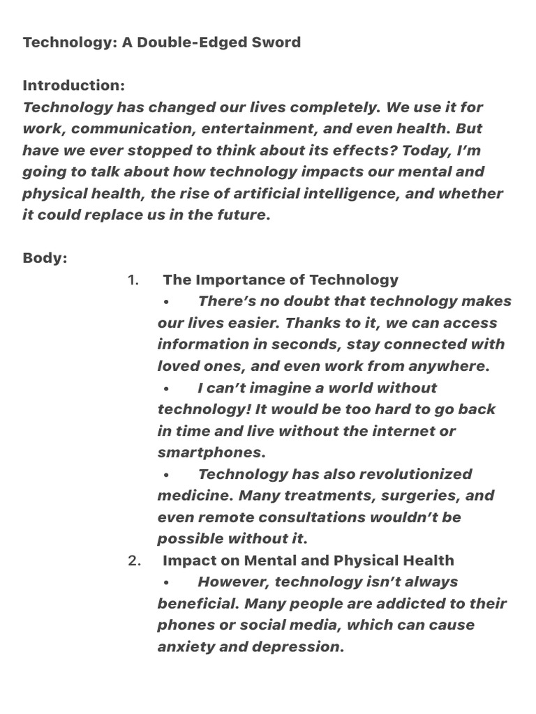 Technology- A Double-Edged Sword | PDF | Artificial Intelligence ...