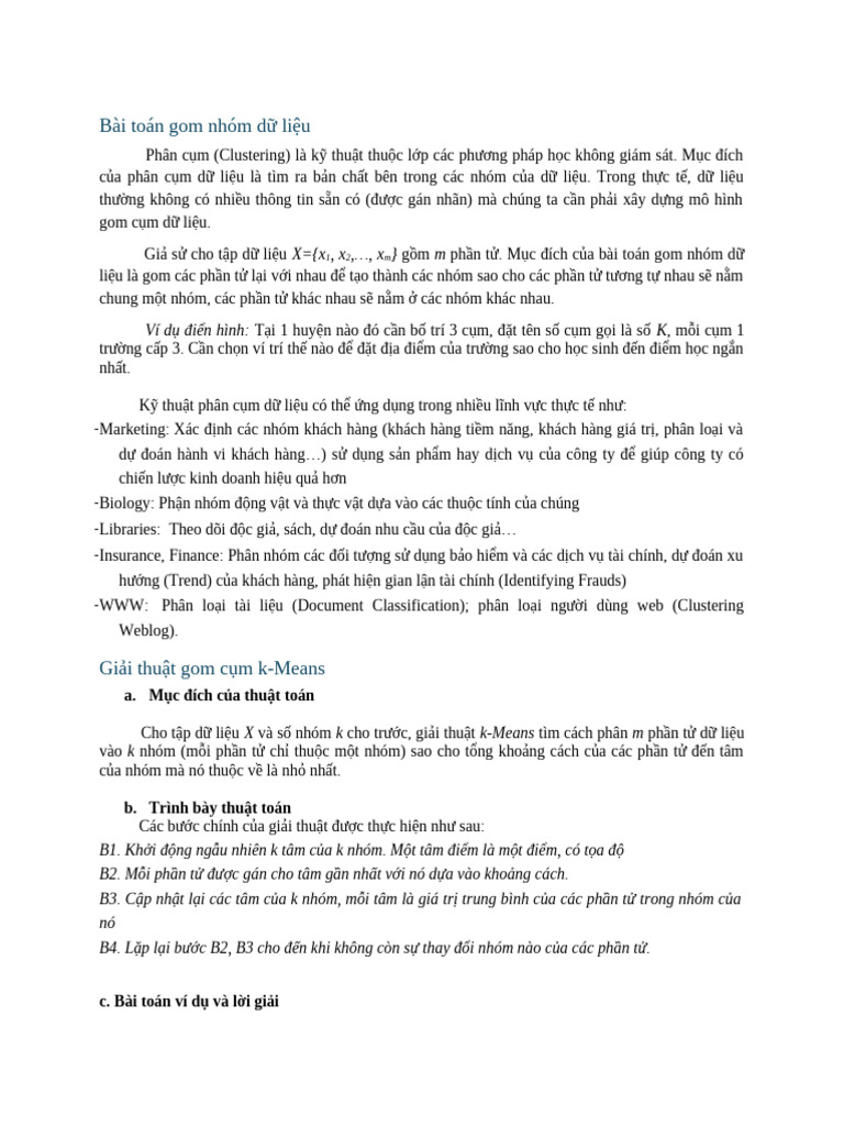 Bài Toán Gom Nhóm Dữ Liệu | PDF
