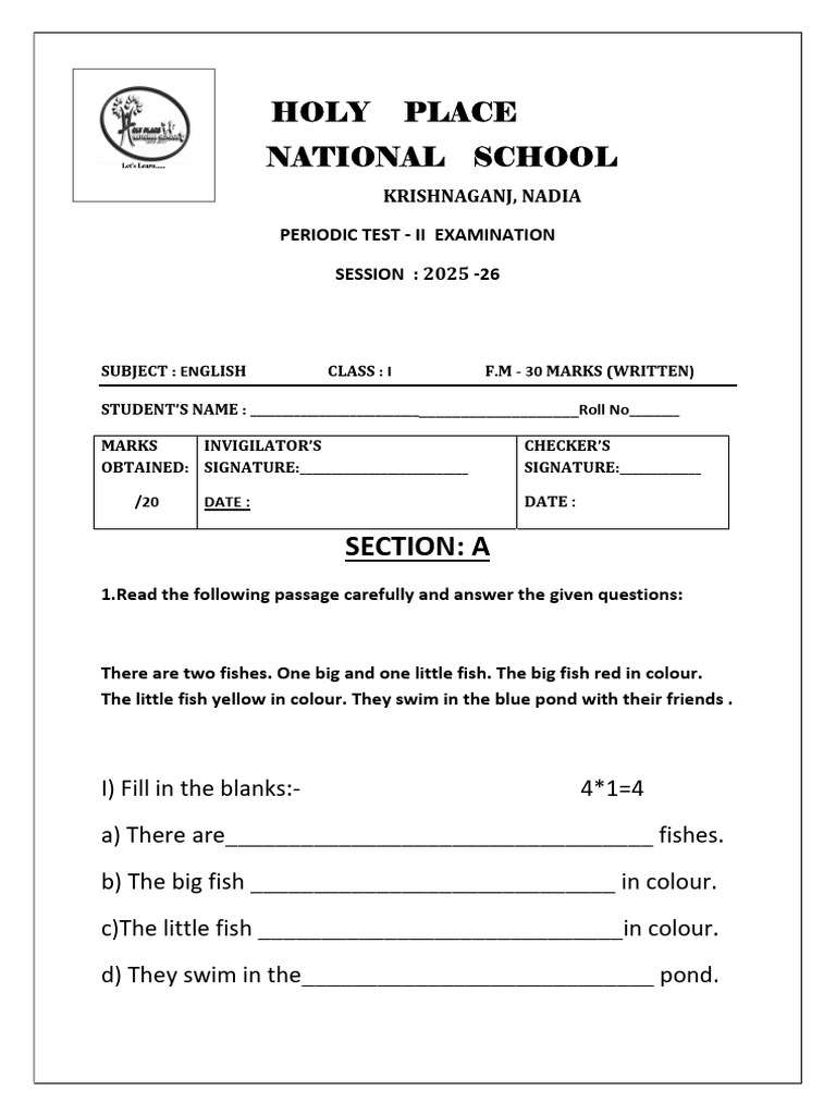 english exampaper for class 4 student in govt exam dfvvknef | PDF