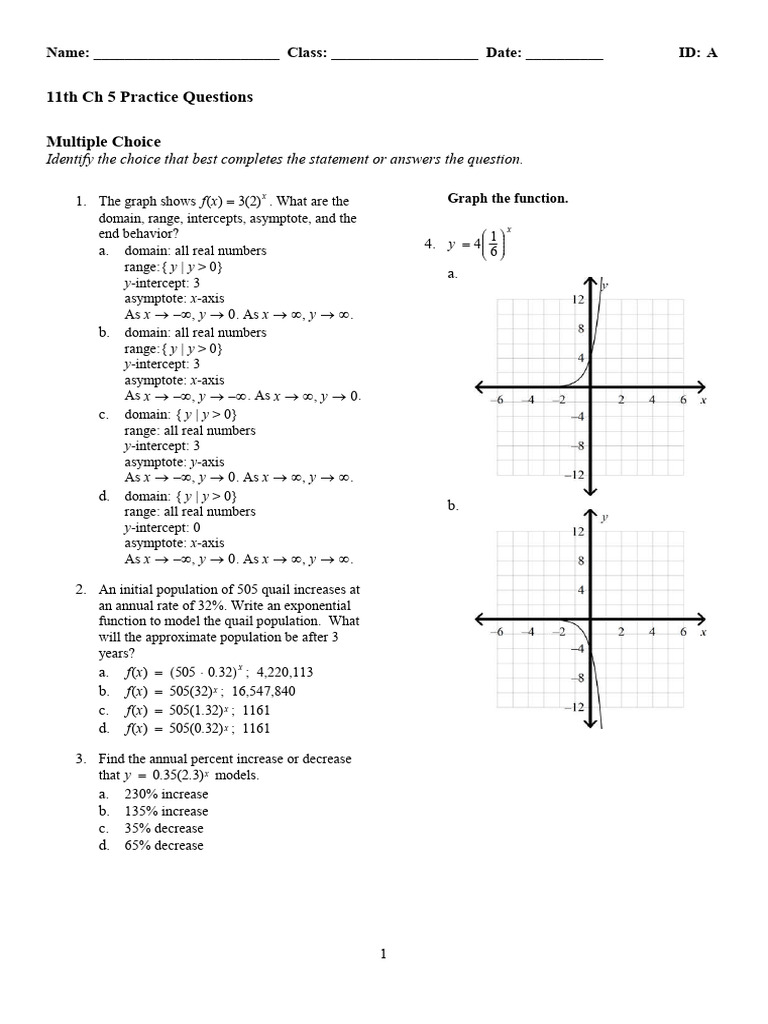 11th Ch5 Practice Questions | PDF | Logarithm | Function (Mathematics)