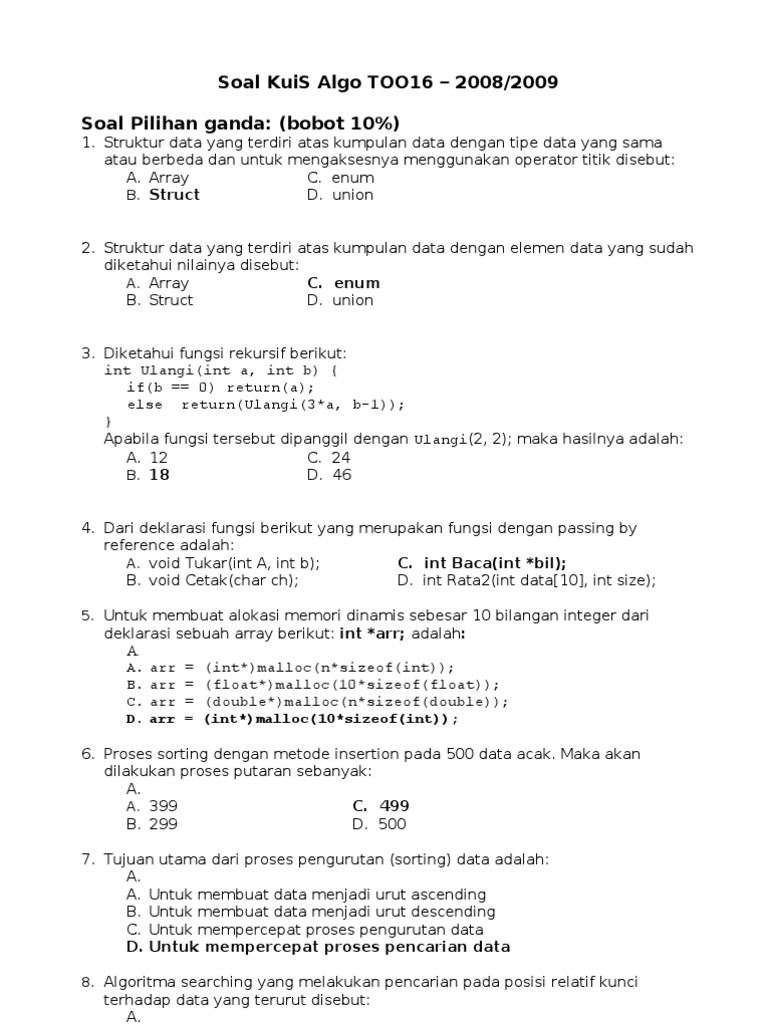 Jawaban Kuis Algo