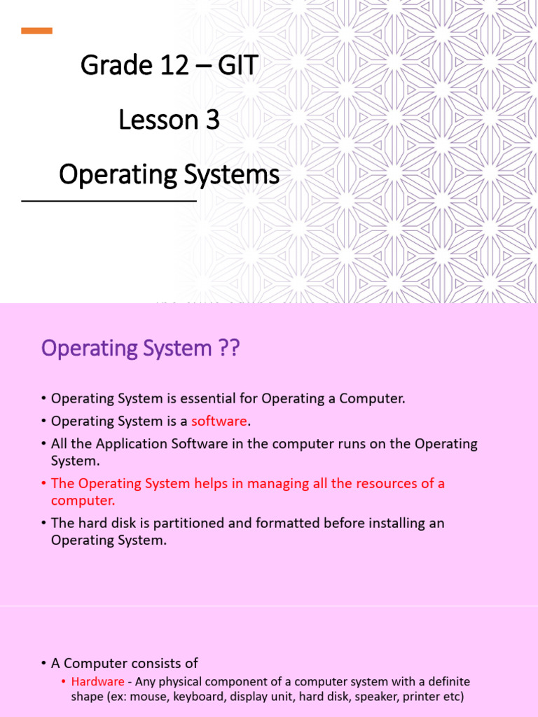 Lesson 3 - Operating Systems | PDF | Operating System | Computer File