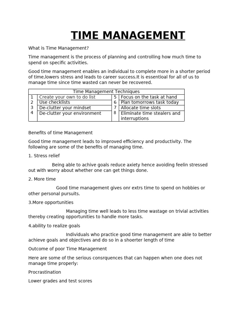 Time Management | PDF