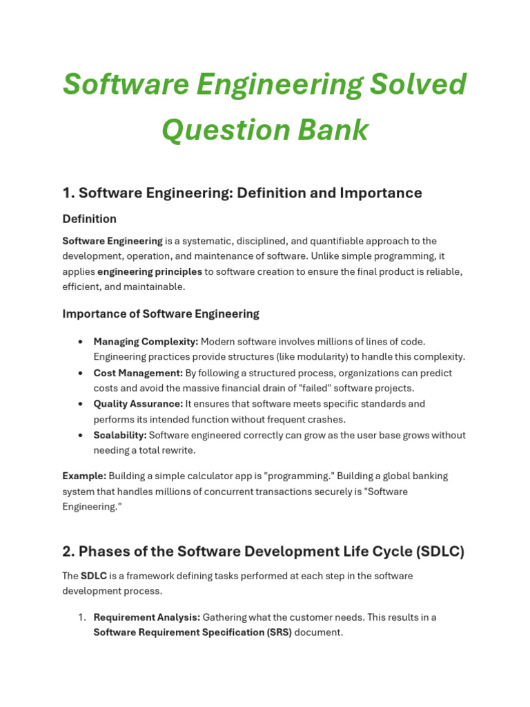 Software Engineering Solved Question Bank | PDF | Agile Software ...