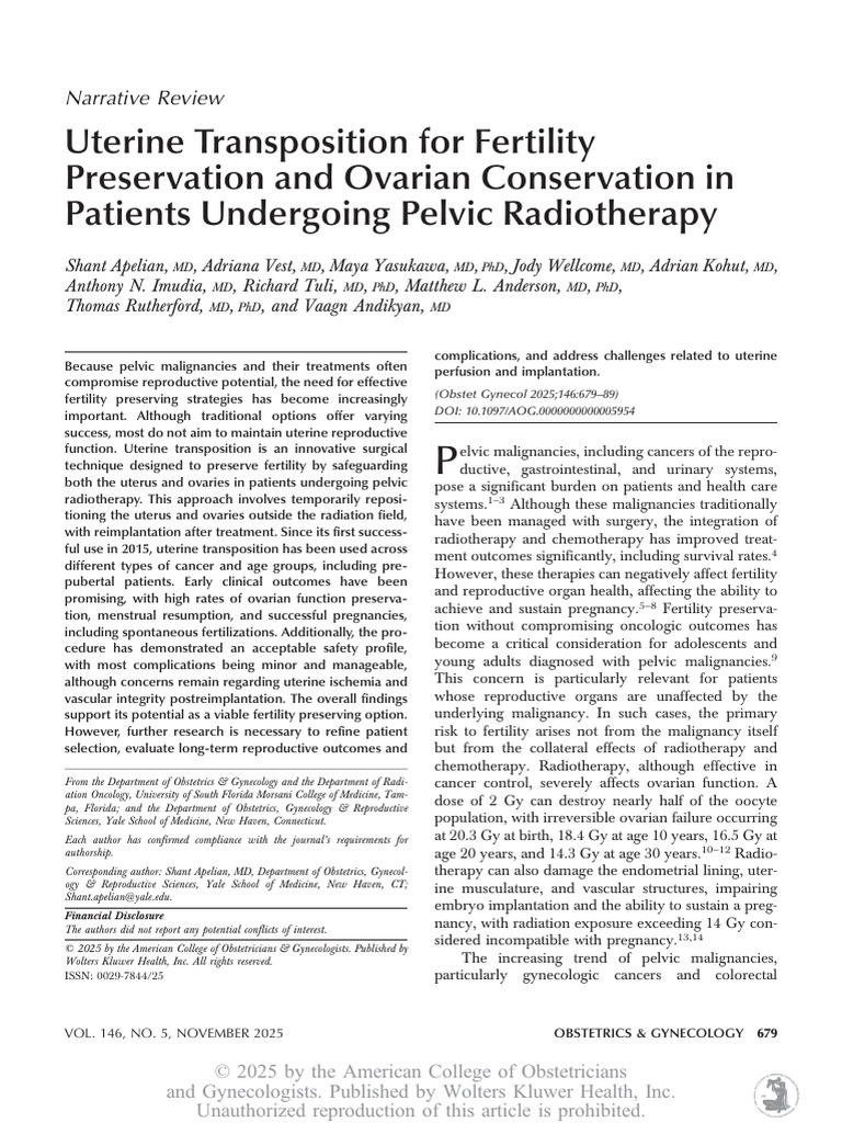 Uterine Transposition For Fertility Preservation.7 | PDF | Uterus ...