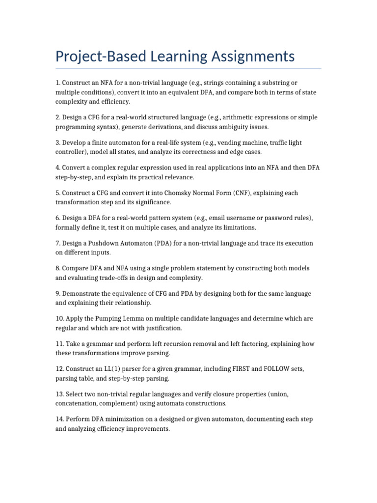 Automata Project Questions | PDF