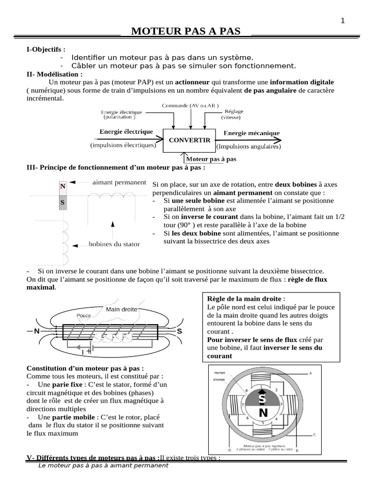 Moteur Pas a Pas Cours | PDF | Électrotechnique | Électromagnétisme