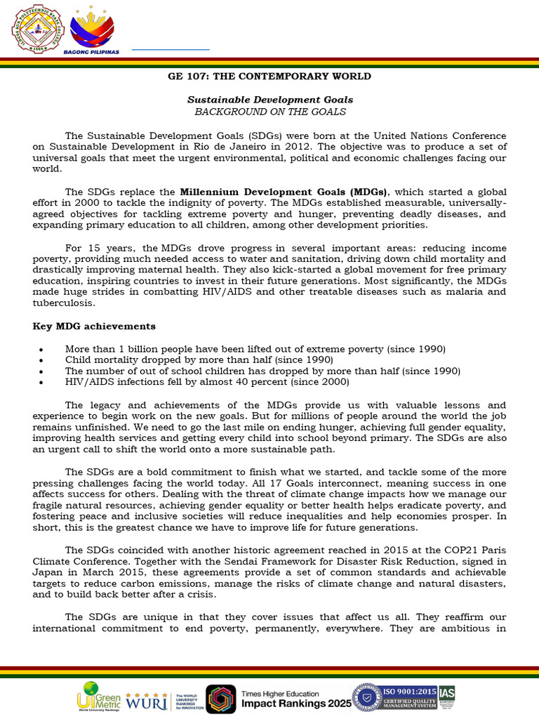 LEARNING MATERIAL 5 17 Sustainable Development Goals | PDF | Cost Of ...