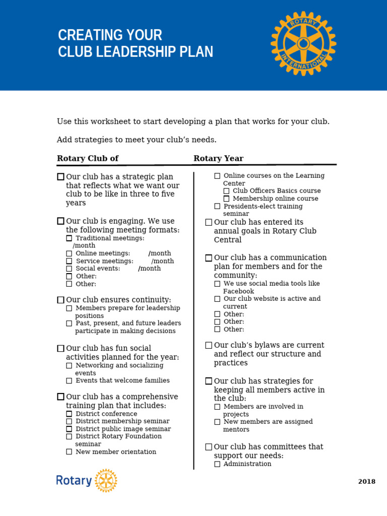 Be a Vibrant Club Worksheet | PDF | Strategic Planning