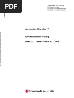 As 60068.2.1-2003 Environmental Testing Tests - Test A - Cold