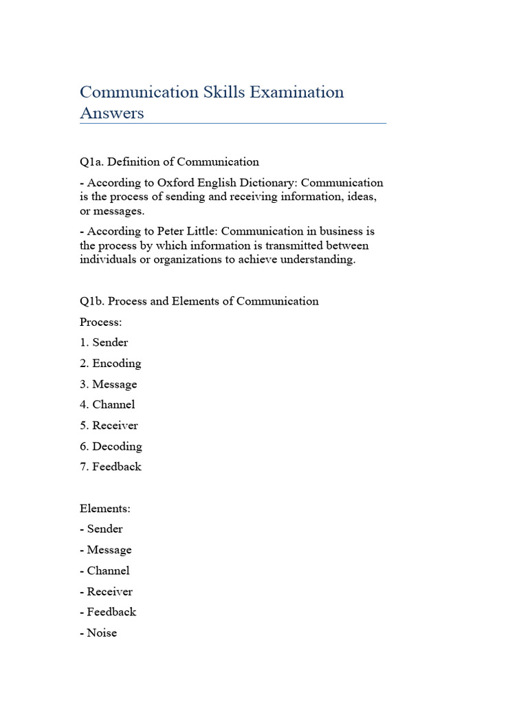 Communication Answers | PDF