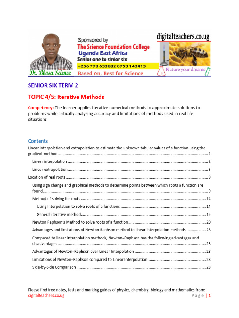 A Level New Curriculum Mathematics SVI Topic 23 Iterative Methods | PDF ...
