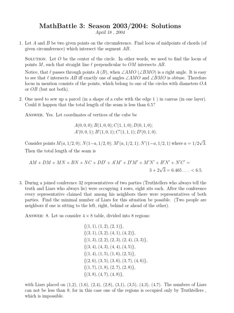 Math Battle 18 | PDF