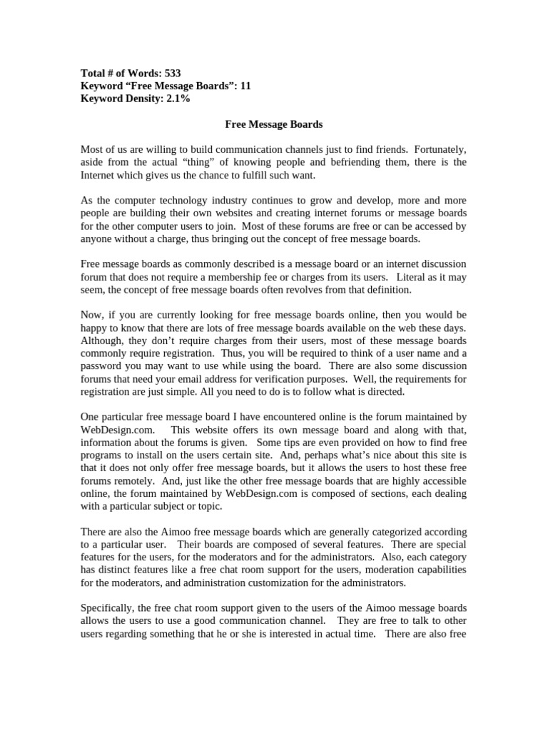 7647 Free Message Boards | PDF | Internet Forum | Human Communication