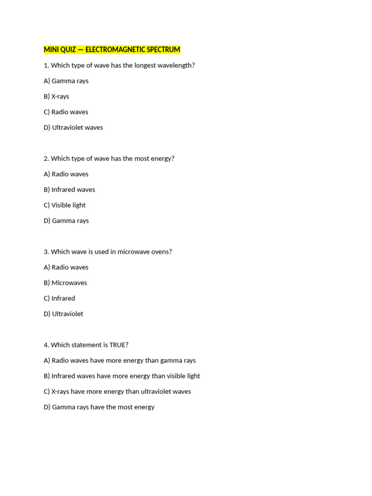 TEST & TIPS Electomagnetic Waves and Behaviors | PDF | Waves | Frequency