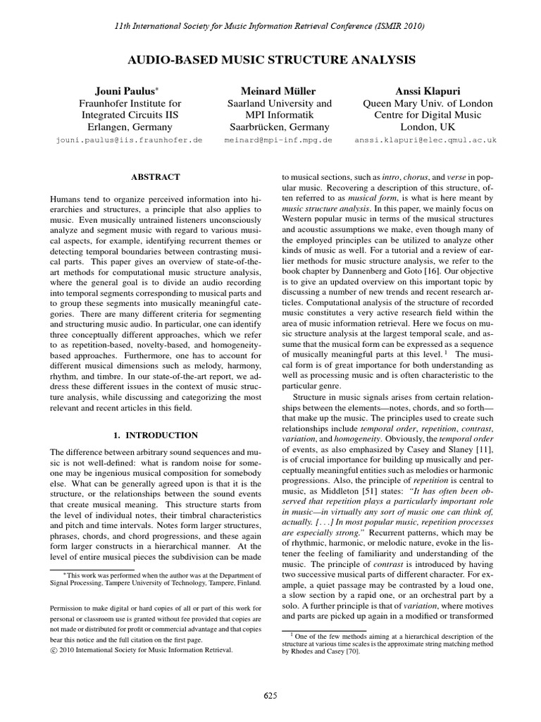 Audio-based Music Structure Analysis | PDF | Spectral Density | Pitch ...