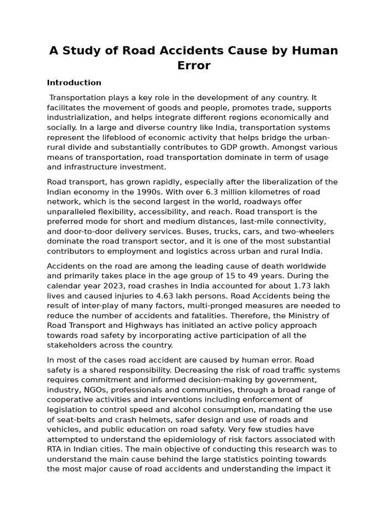 Causes of the Road Accidents in India (AutoRecovered) | PDF | Traffic ...