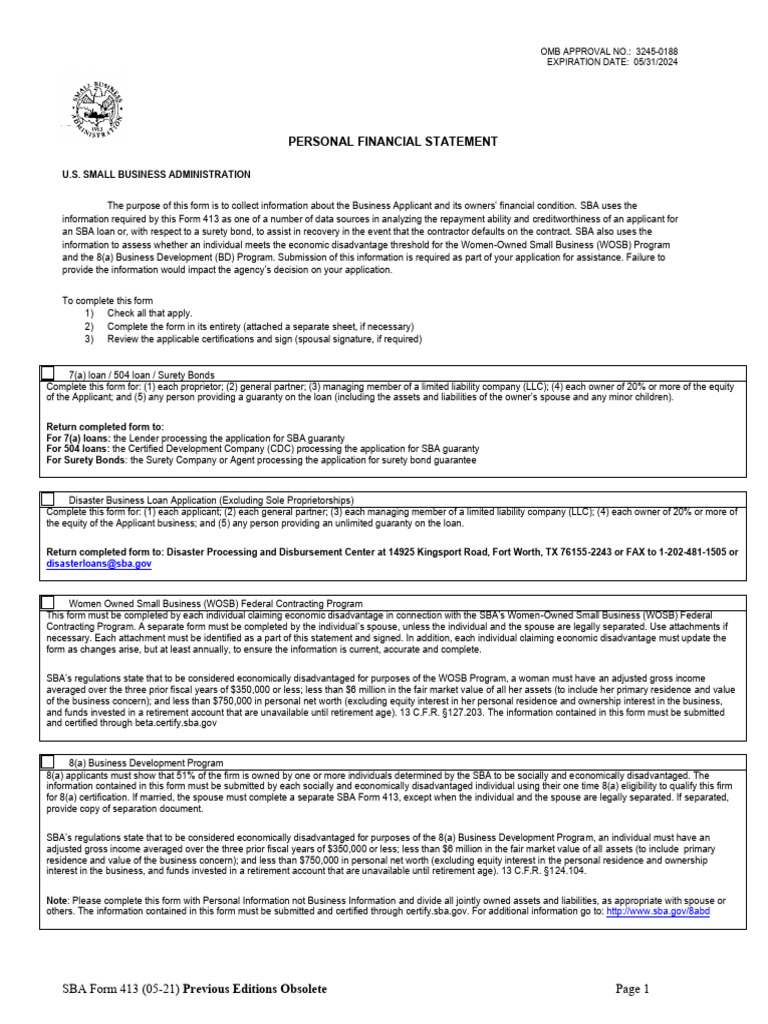 Personal Financial Statement UPDATED | PDF | Guarantee | Small Business ...