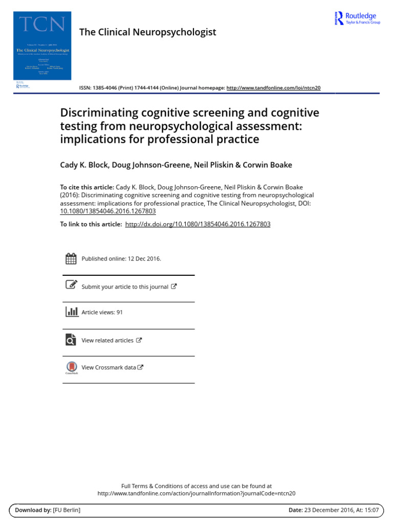Discriminating Cognitive Screening and Cognitive Testing From ...