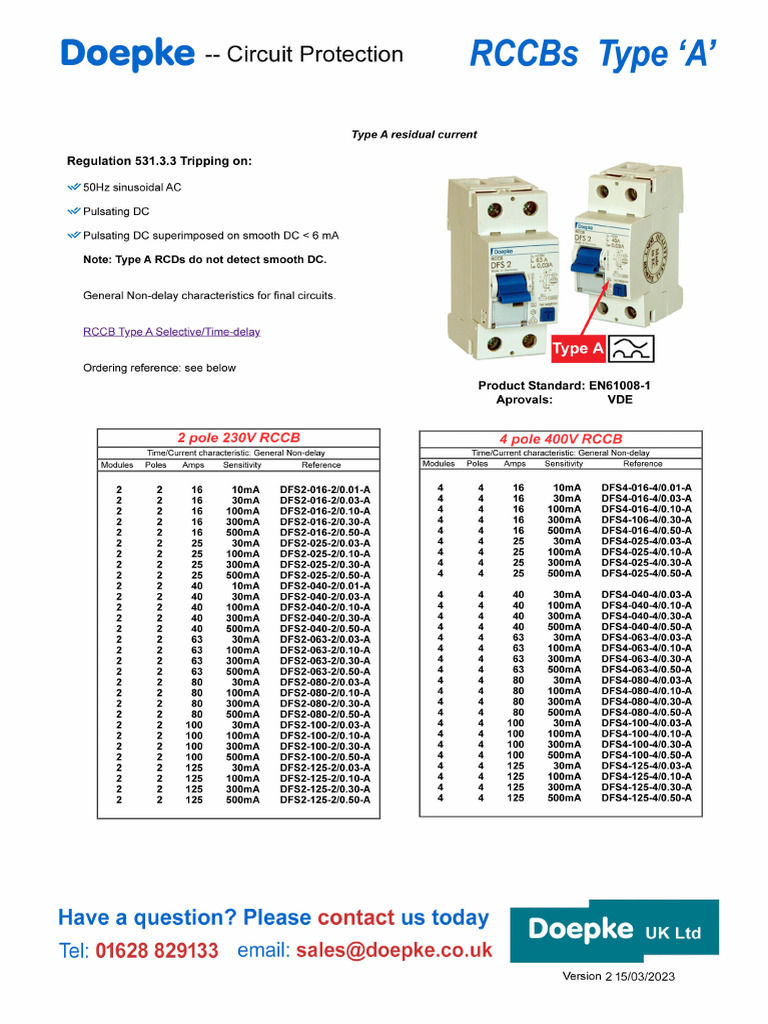 Rccbs Type 'a' | PDF