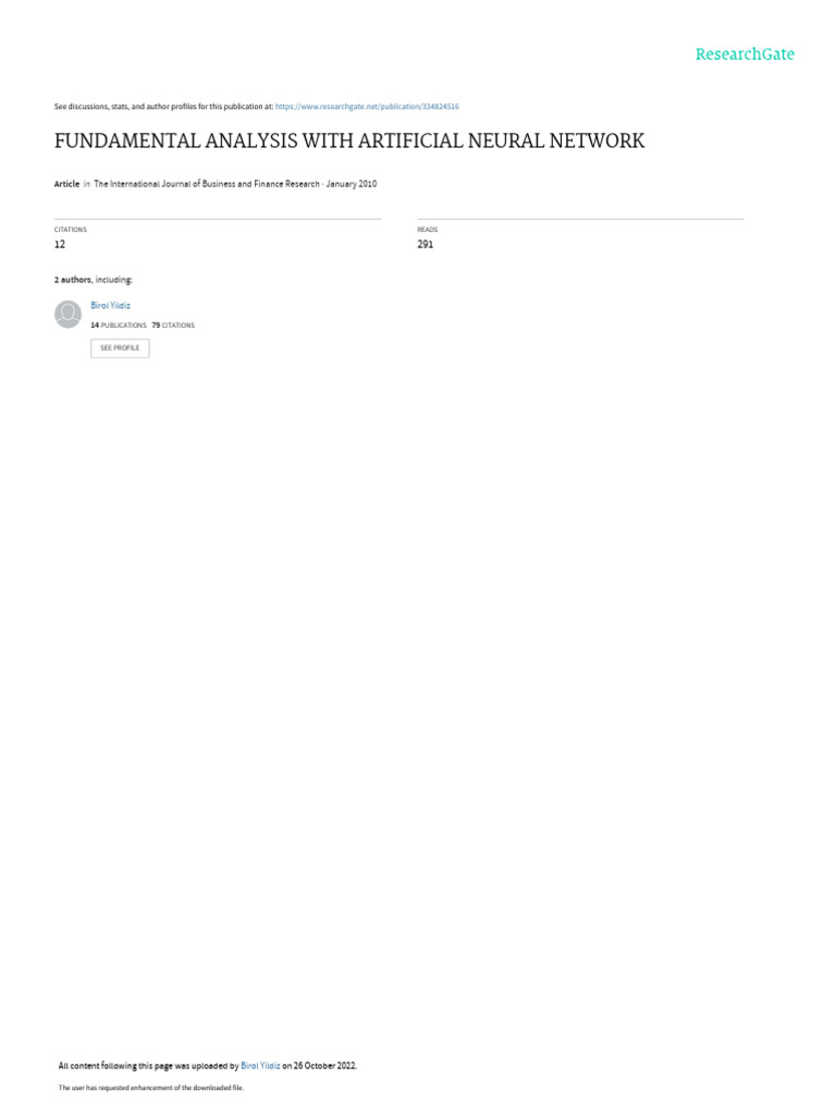 Fundamental Analysis With Artificial Neural Network | PDF | Revenue ...