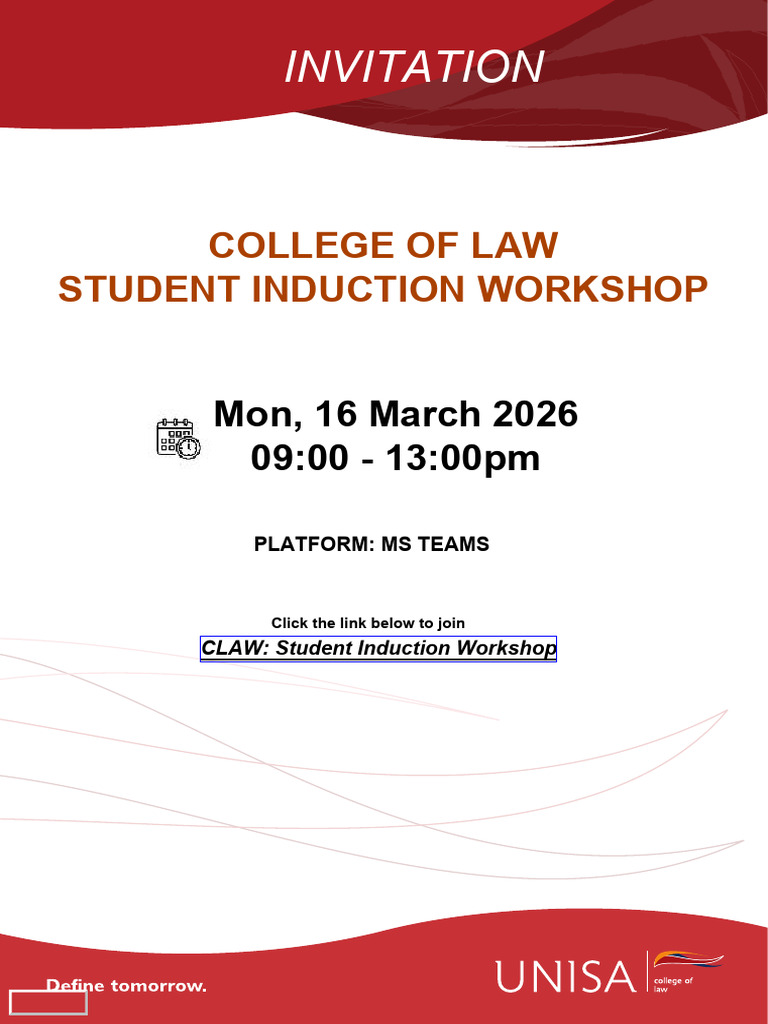 Invitation CLAW Student Induction Workshop | PDF