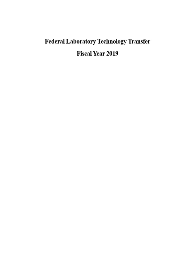 FY2019 Federal Technology Transfer Report | PDF