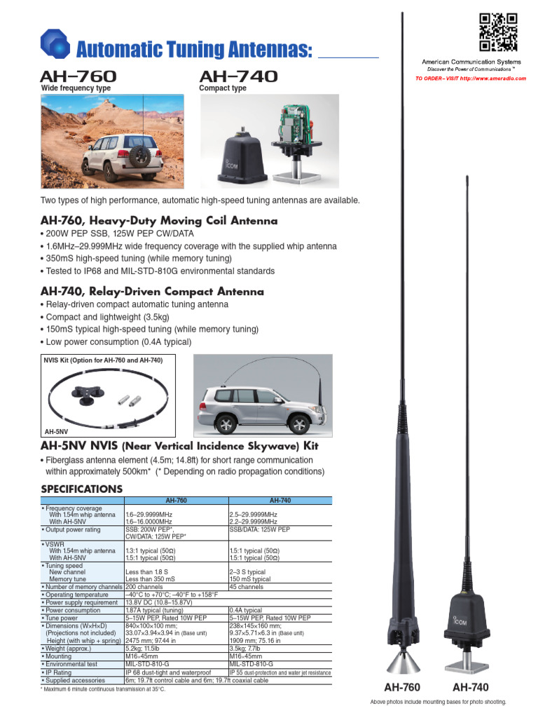 Icom AH-740 AH-760 Antennas Brochure | PDF | Telecommunications | Waves