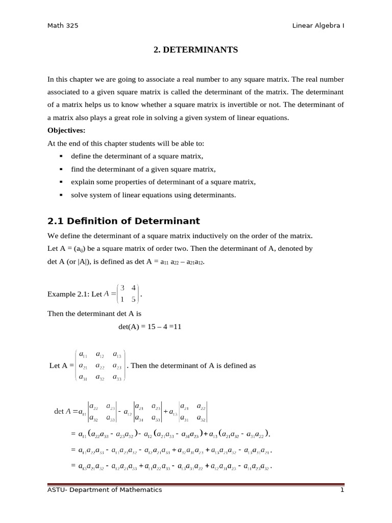 Det | PDF | Eigenvalues And Eigenvectors | Matrix (Mathematics)