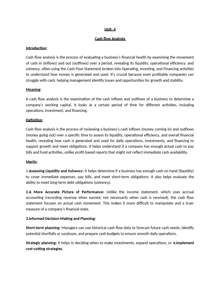 Unit- 4 Cash Flow Analysis | PDF | Cash Flow Statement | Investing