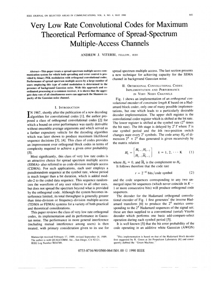 Very Low Rate Convolutional Codes for Maximum Theoretical Performance ...