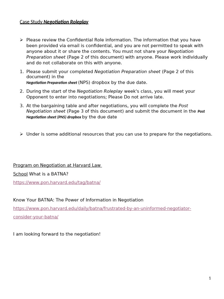 Negotiation Preparation Sheet - Complete | PDF | Negotiation | Business ...