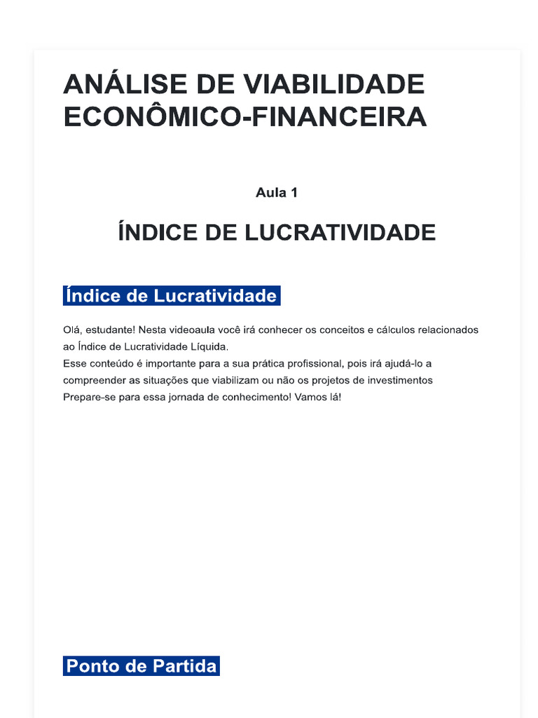 Análise de Viabilidade Econômico-Financeira | PDF