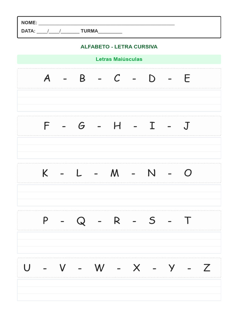 Alfabeto Letra Cursiva 1 Ano | PDF