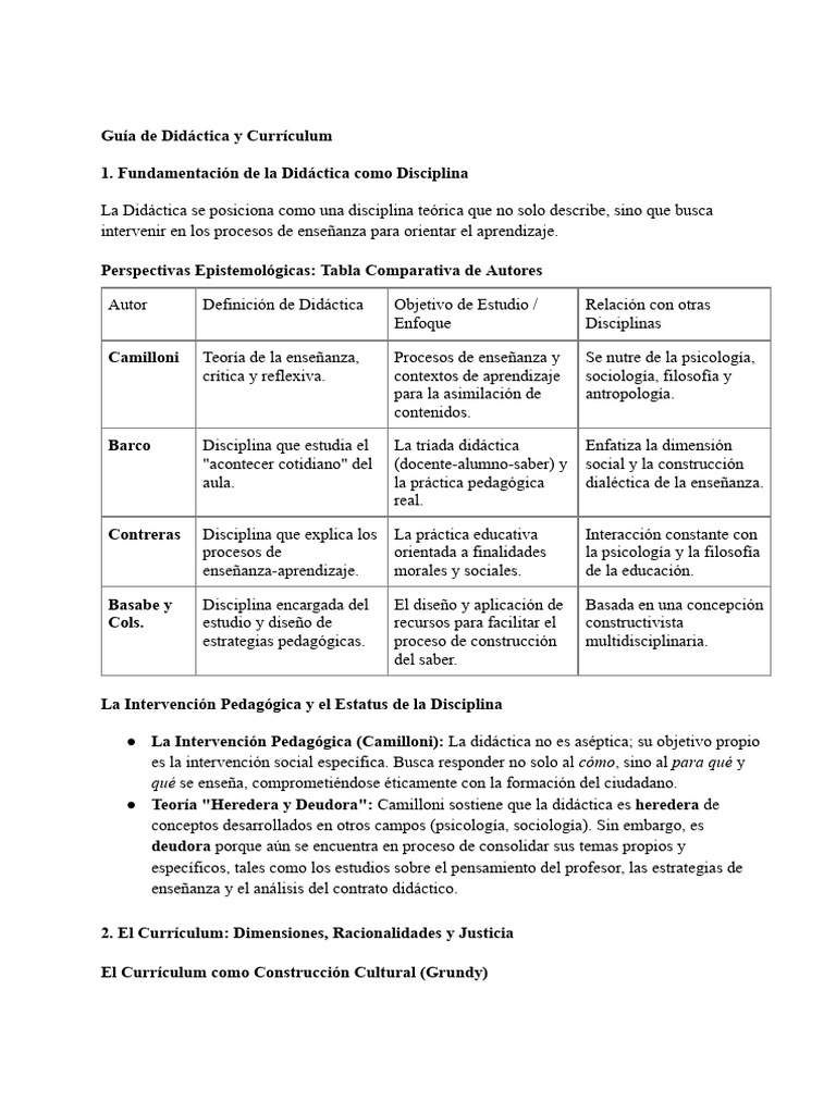 Guía de Didáctica y Currículum | PDF | Plan de estudios | Enseñando