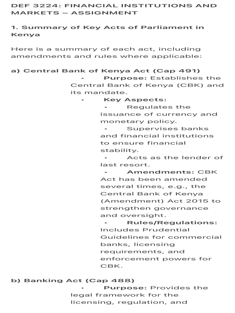 Def 3224: Financial Institutions and Markets – Assignment | PDF | Banks ...