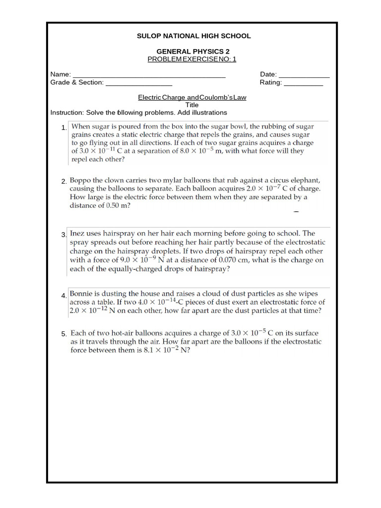 Problem Exercises No. 1 | PDF