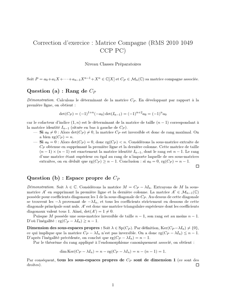 Matrice Compagnon | PDF
