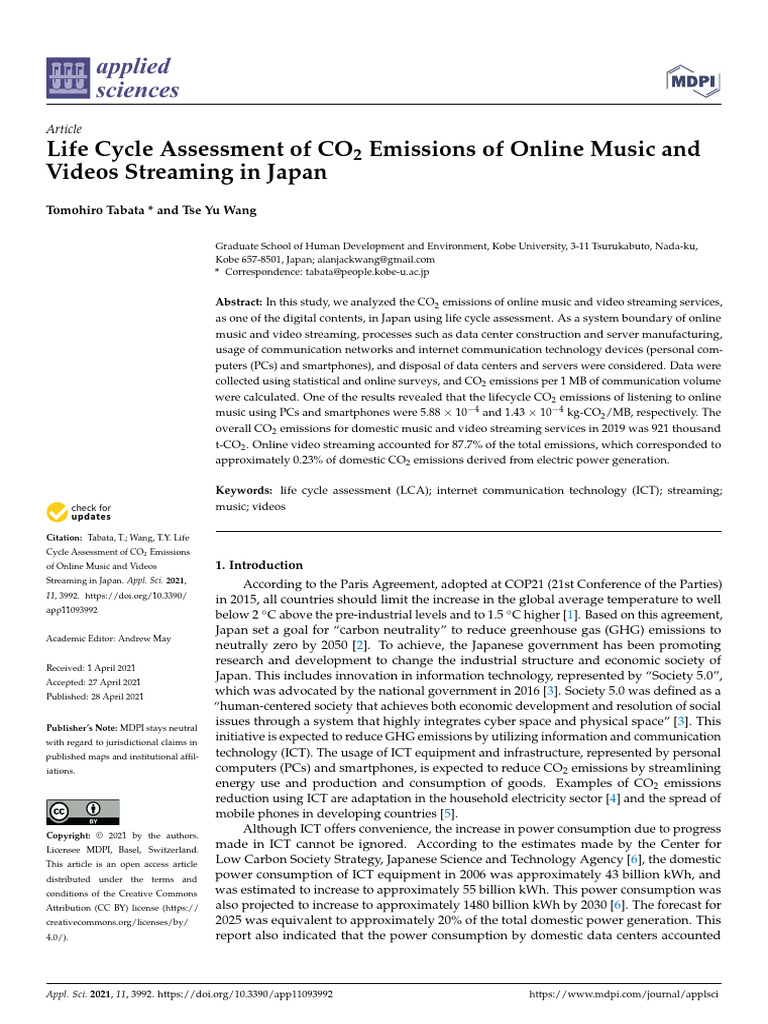 Life Cycle Assessment of CO2 Emissions of Online M | PDF | Life Cycle ...