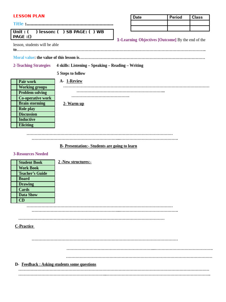 Preparation Lesson | PDF