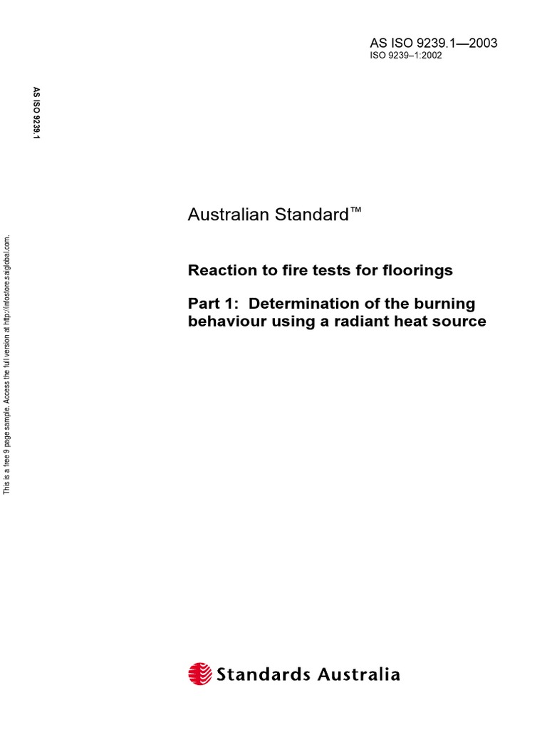 As ISO 9239.1-2003 Reaction To Fire Tests For Floor Coverings ...